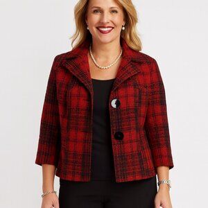 East 5th Vintage Red Plaid  Blazer Jacket Women’s Large